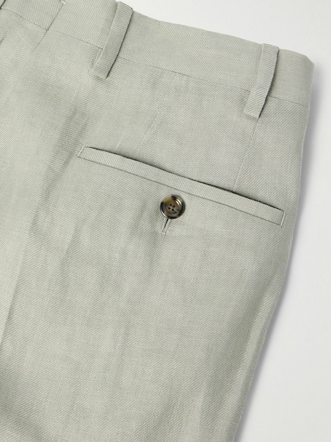 Lardini - Soho Tapered Pleated Linen-Twill Trousers - Green