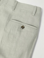 Lardini - Soho Tapered Pleated Linen-Twill Trousers - Green