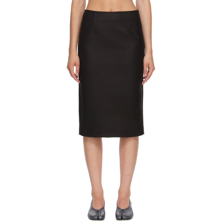 Photo: MM6 Maison Margiela Black Wool Felt Midi Skirt