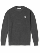 Maison Kitsuné - Logo-Appliquéd Cotton Sweater - Gray