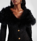 Alessandra Rich Feather-trimmed lace coat