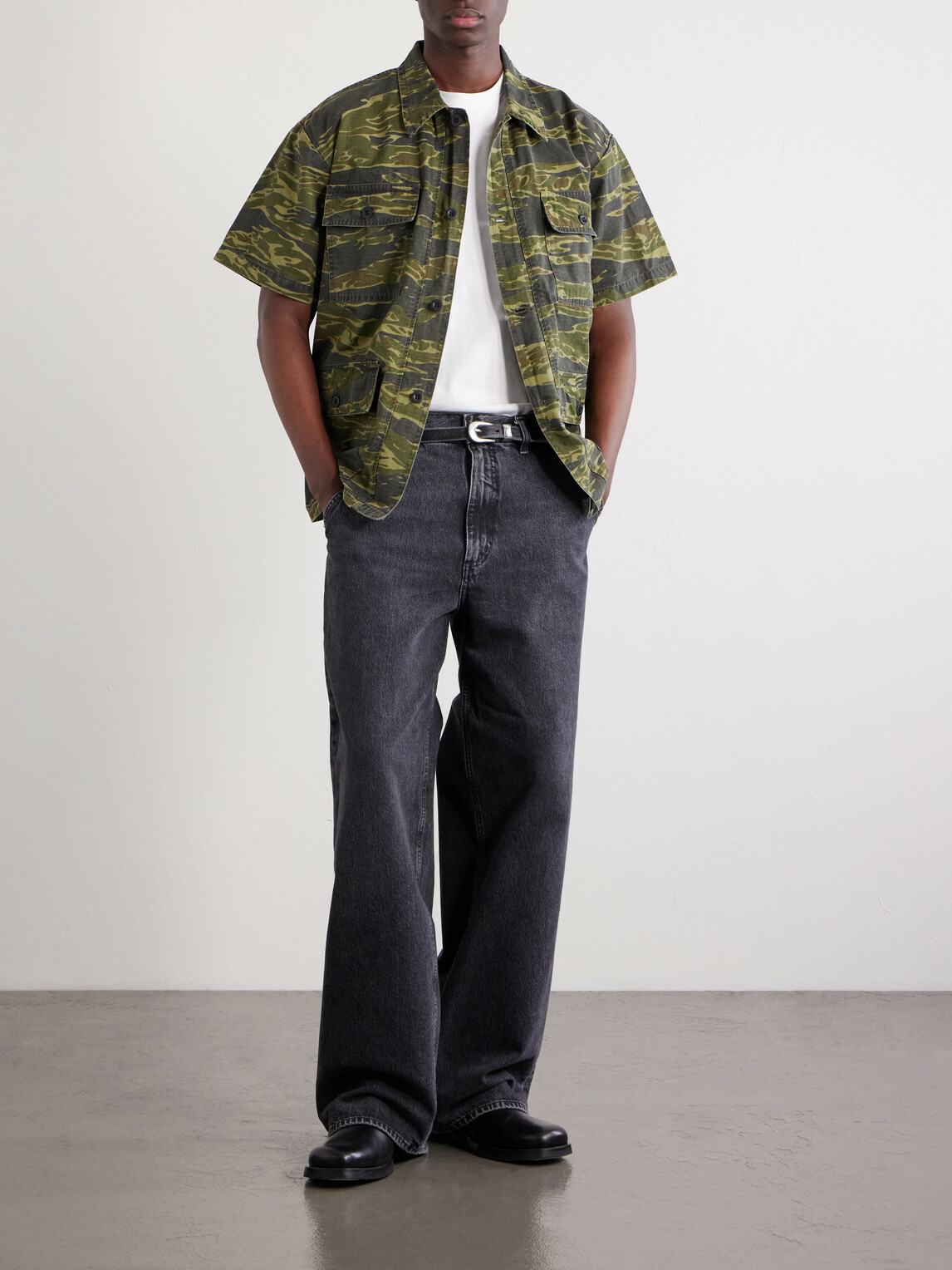 OrSlow - Camouflage-Print Cotton-Riptop Shirt - Green