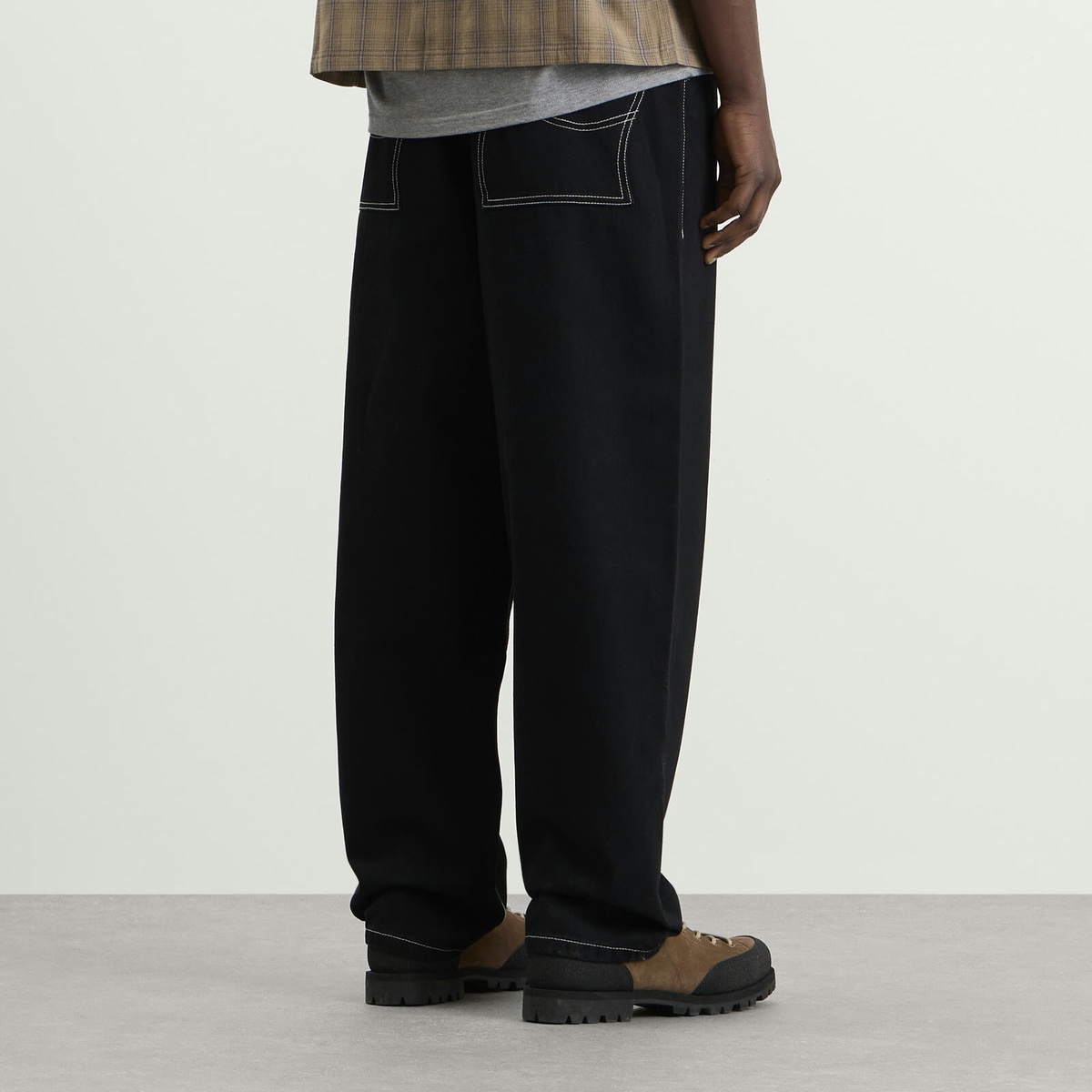 Dime Men's Baggy Denim Pants in Black (Contrast Stitch)