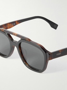 Fendi - Aviator-Style Logo-Print Tortoiseshell Acetate Sunglasses