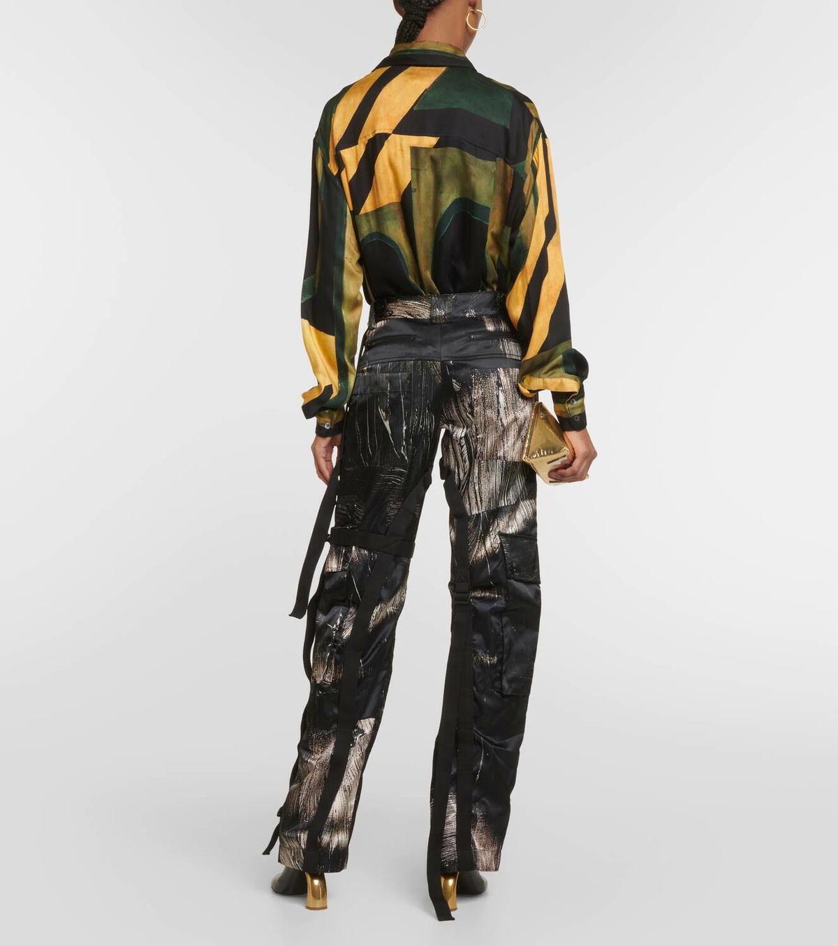 Louisa Ballou Printed low-rise straight cargo pants