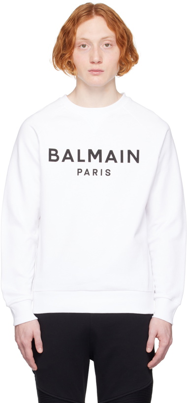 Photo: Balmain White Printed Sweatshirt