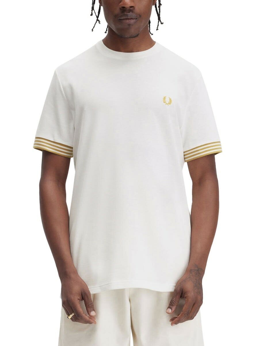 Tシャツ・カットソー FRED PERRY T-SHIRT WITH STRIPED MANIHE BORDER Fred Perry T-shirt With Striped Manihe Border Fred Perry