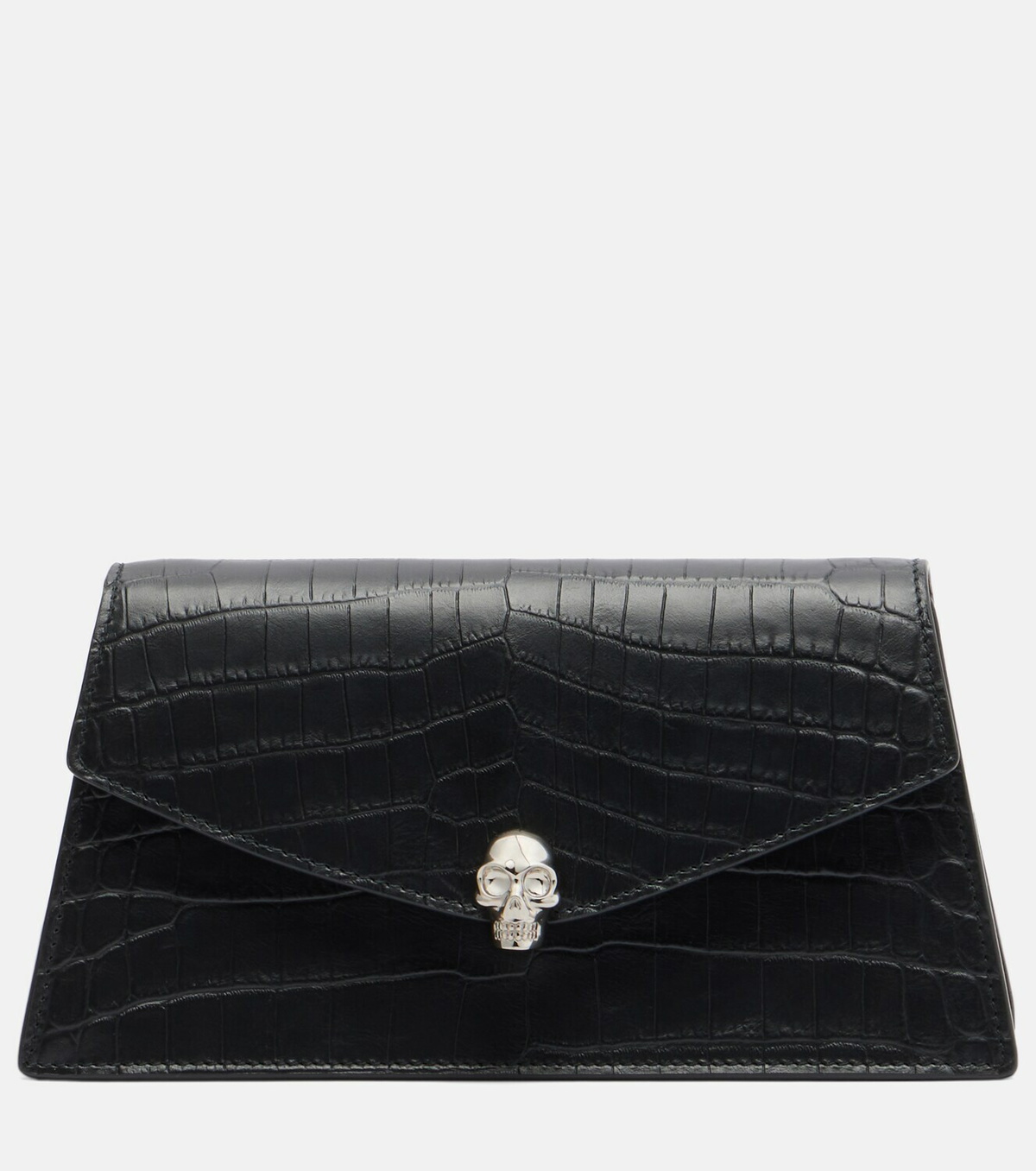 McQueen Skull Mini croc-effect leather clutch