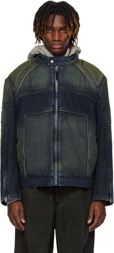Photo: Juun.J Blue & Green Rider Denim Jacket