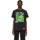 Heron Preston Black and Green Box Skull T-Shirt