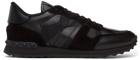 Valentino Garavani Black Camo Rockrunner Sneakers