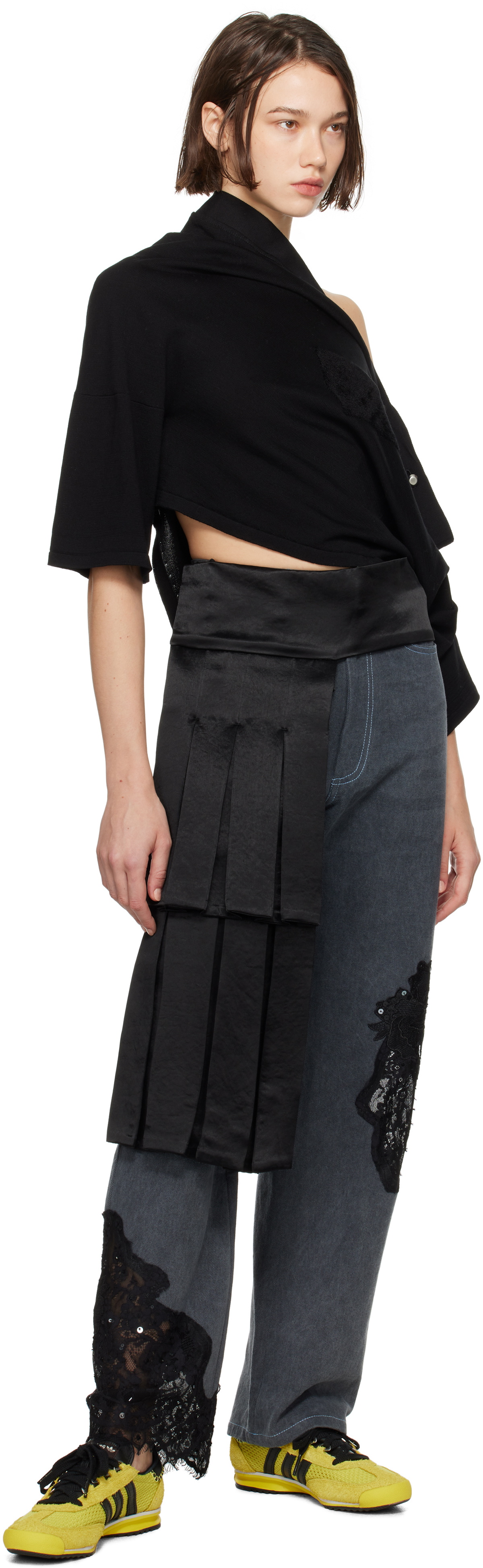 【関税込み】Collina Strada ブラック Eva サテン ベルト Collina Strada Black Satin Eva Belt Collina Strada