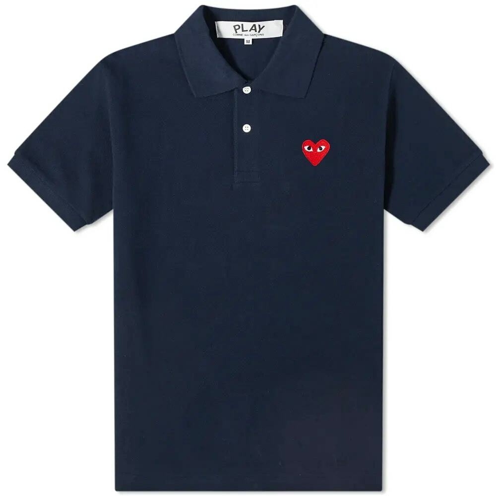 Photo: Comme des Garçons Play Men's Red Heart Polo Shirt in Navy/Red