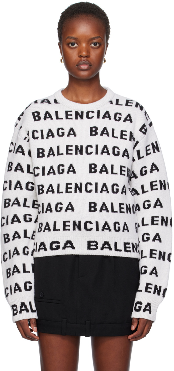 Balenciaga Off-White Jacquard Sweater Balenciaga