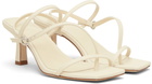 Aeyde Off-White Elise Leather Toe-Post Heeled Sandals