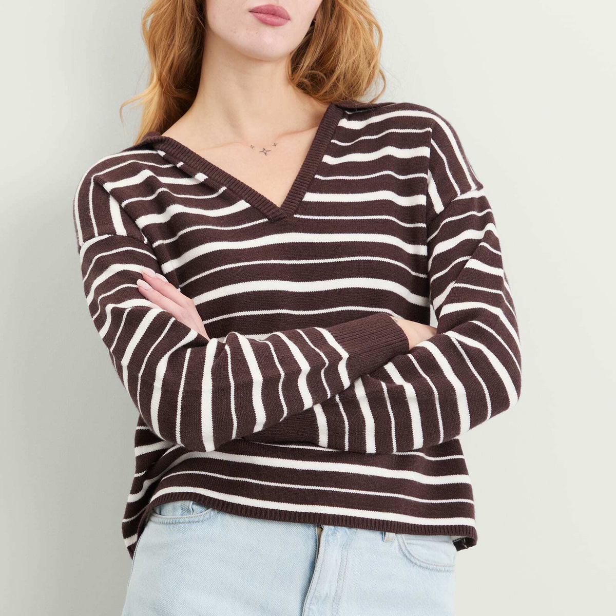 4th & Reckless Women's Hayden Polo Jumper in Stripe