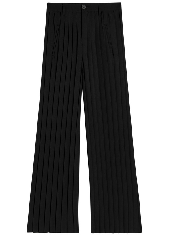 Photo: High Drew Pleated Wide-leg Woven Trousers Black