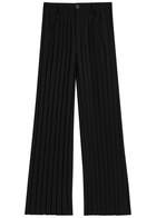 High Drew Pleated Wide-leg Woven Trousers Black