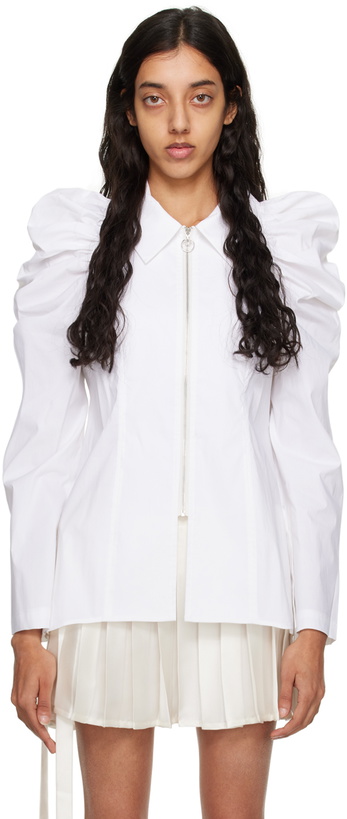 Photo: MINJUKIM White Zip Blouse