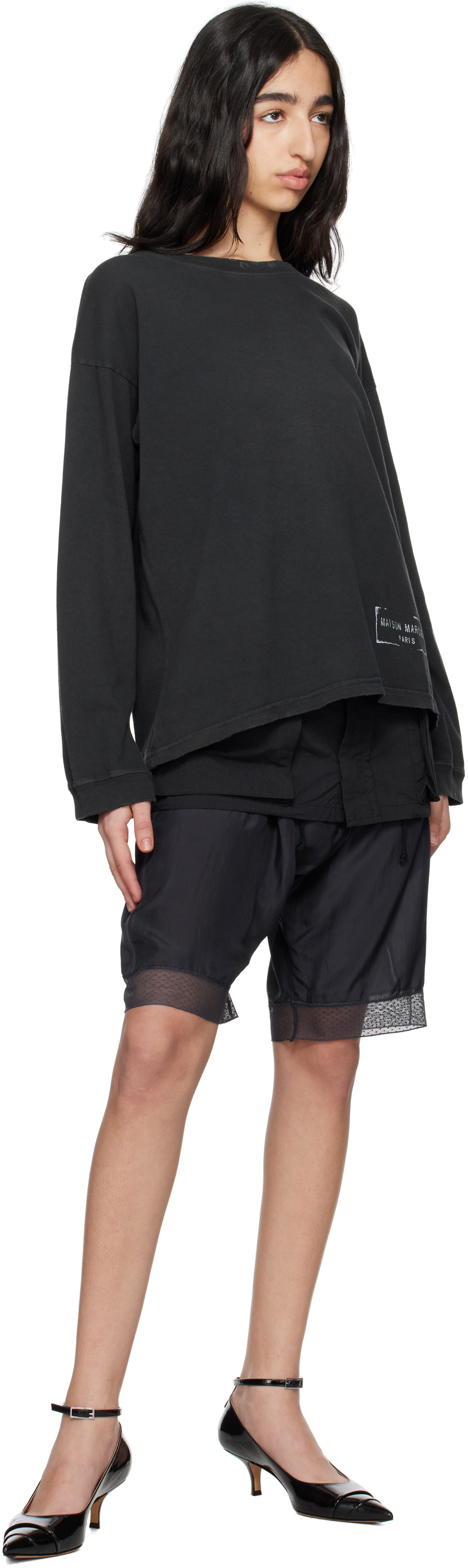 Maison Margiela Black & Gray Skirt-Overlay Shorts