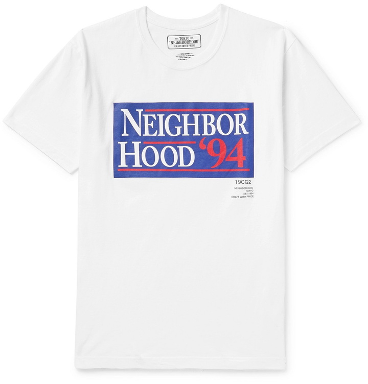 Photo: Neighborhood - Logo-Print Cotton-Jersey T-Shirt - White