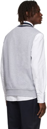 Brunello Cucinelli Grey Contrast Knit Neckline Vest