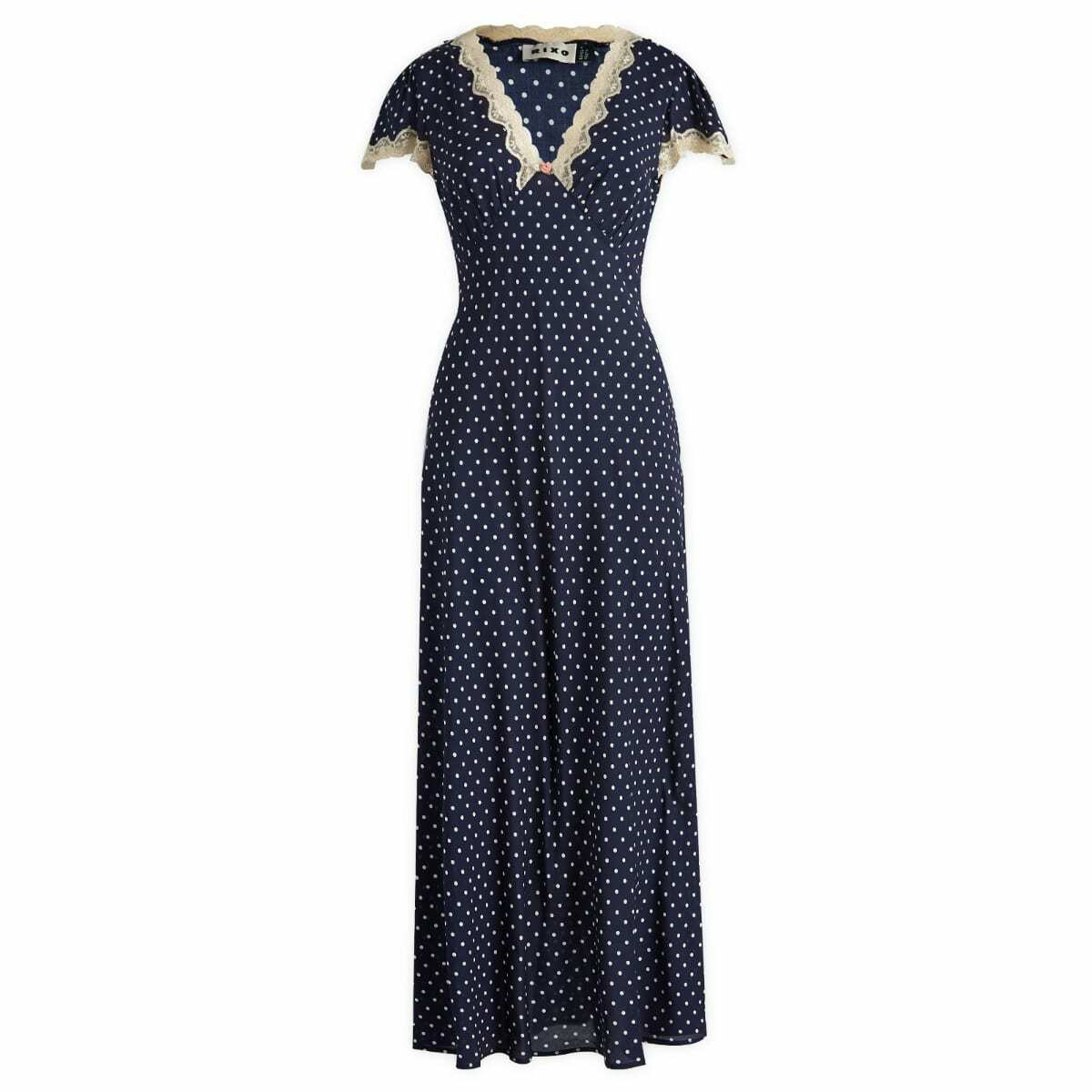 RIXO リキソー ブランド ワンピース Clarice polka-dot 1024715 Clarice Midi Dress in Polka Dot Navy