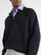AMI PARIS - Logo-Embroidered Cotton-Jersey Half-Zip Sweatshirt - Black