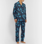Desmond & Dempsey - Camp-Collar Printed Cotton Pyjama Shirt - Blue