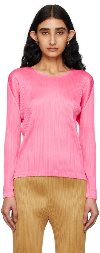 Photo: PLEATS PLEASE ISSEY MIYAKE Pink Monthly Colors February Long Sleeve T-Shirt