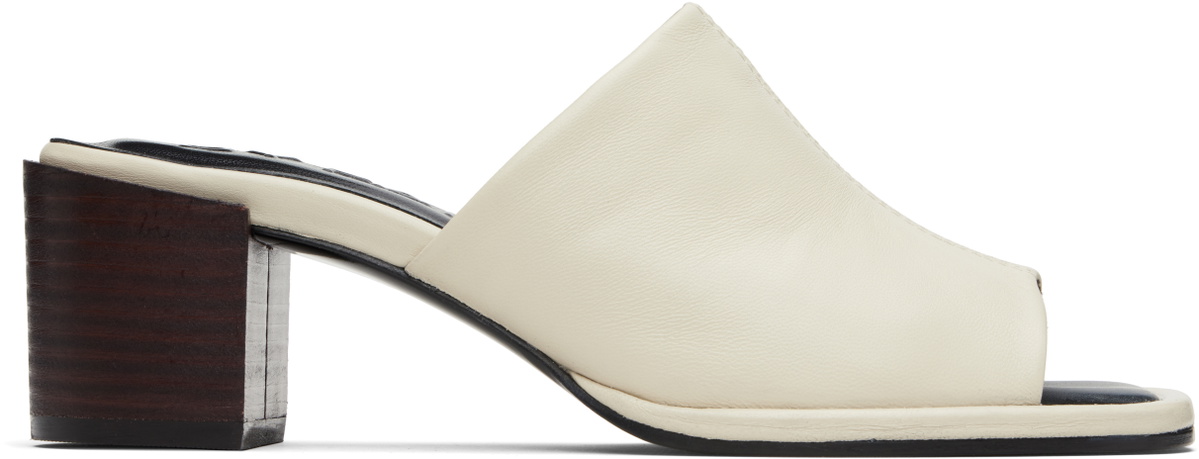 BY FAR Off-White Francisco Lamb Nappa Heeled Sandals