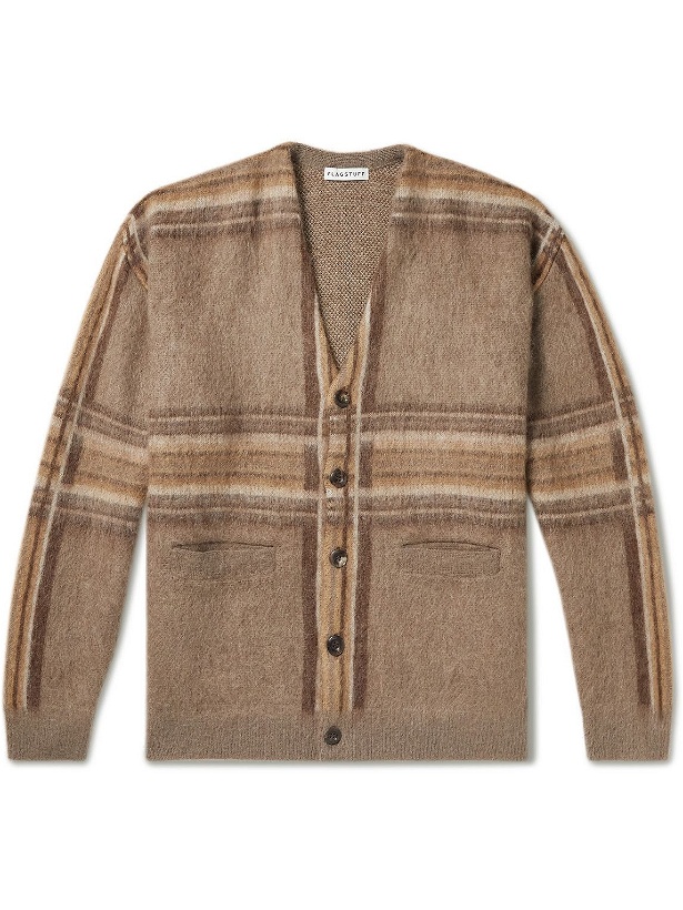 Photo: Flagstuff - Checked Knitted Cardigan - Brown