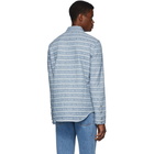 Balmain Blue Logo Stripe Denim Shirt