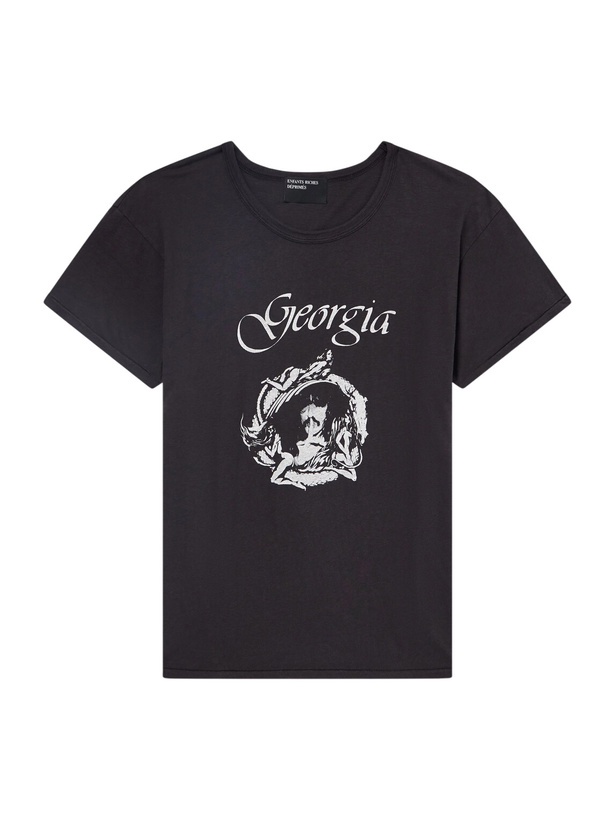 Photo: Enfants Riches Déprimés - Jeremy Distressed Printed Cotton-Jersey T-Shirt - Black