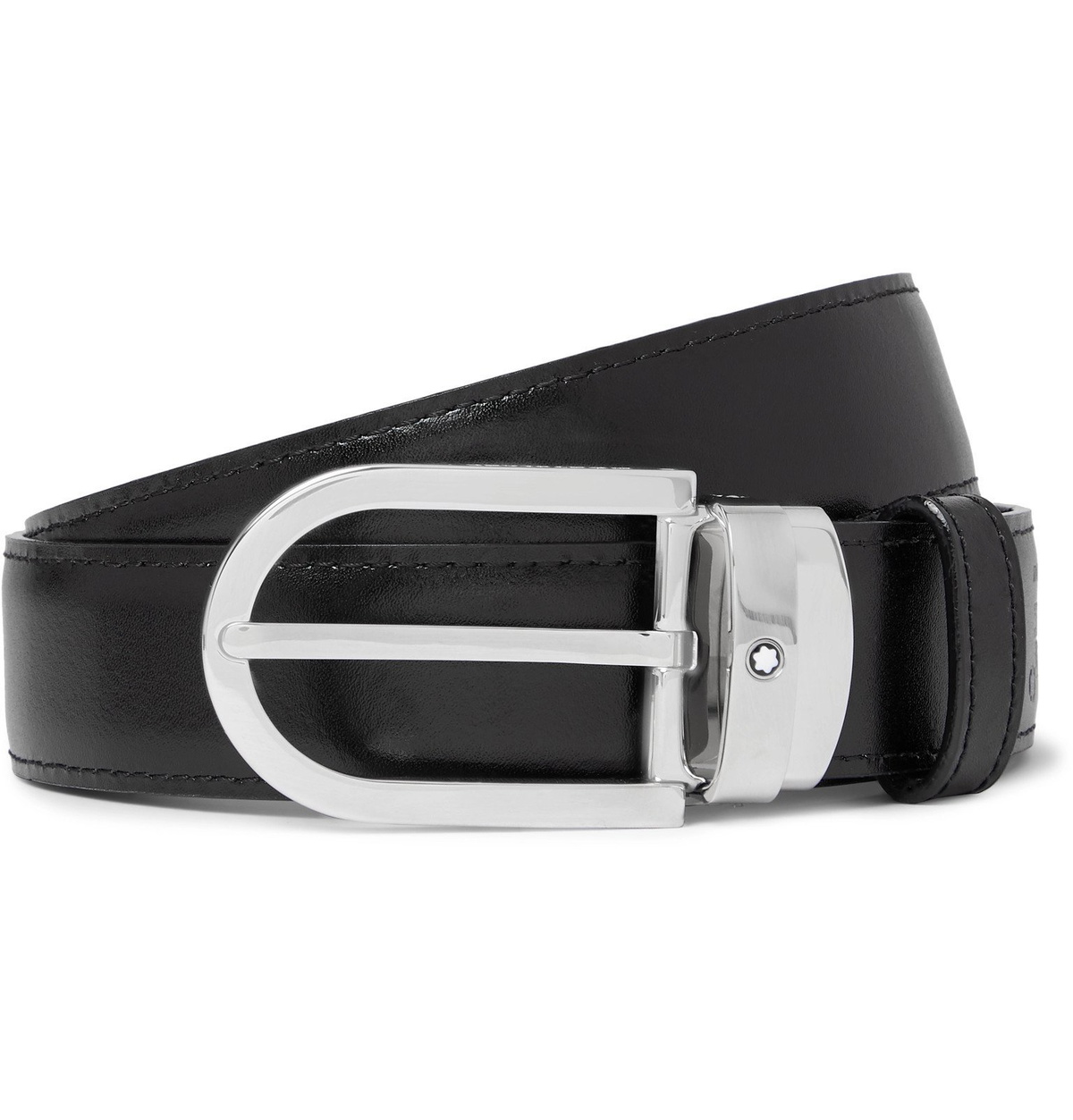 Montblanc - 3cm Black Reversible Leather Belt with Two Buckles - Black