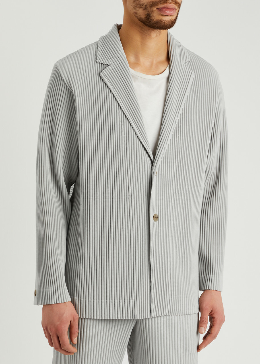 Homme Plissé Issey Miyake Pleated Jersey Blazer Light Grey Homme