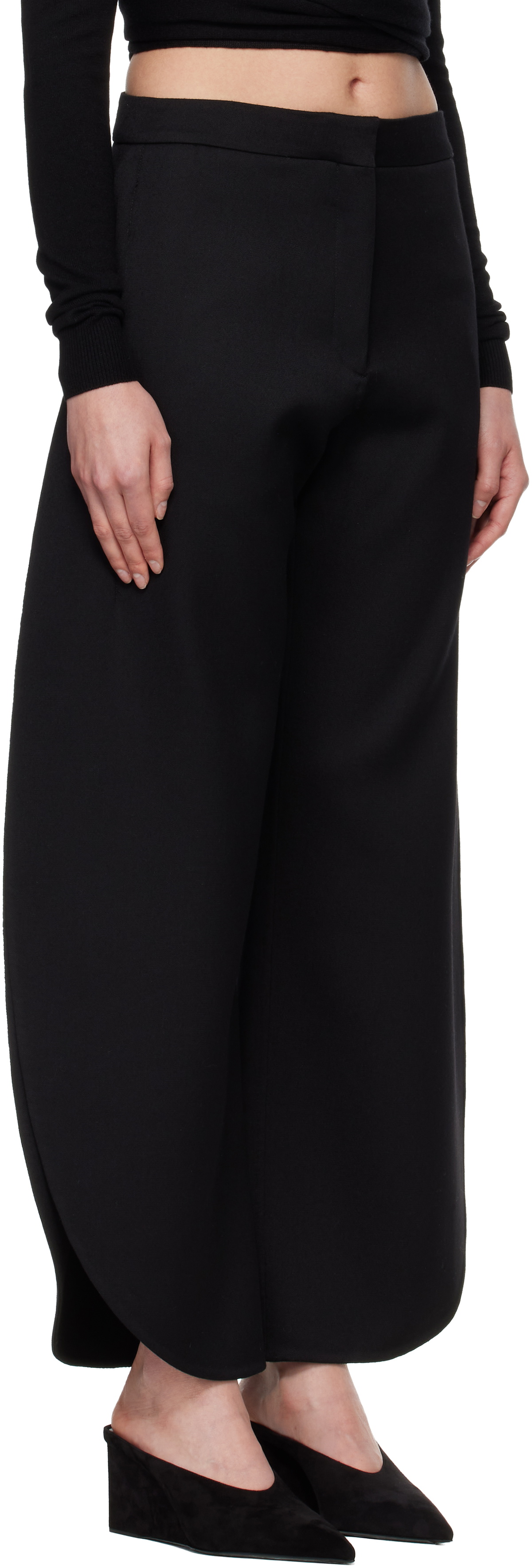 ALAÏA Black Petal Wool Trousers