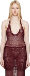 Mirror Palais Burgundy Crochet Tunic Top