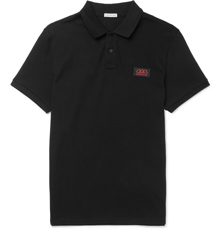 Photo: Moncler - Slim-Fit Logo-Appliquéd Cotton-Piqué Polo Shirt - Black
