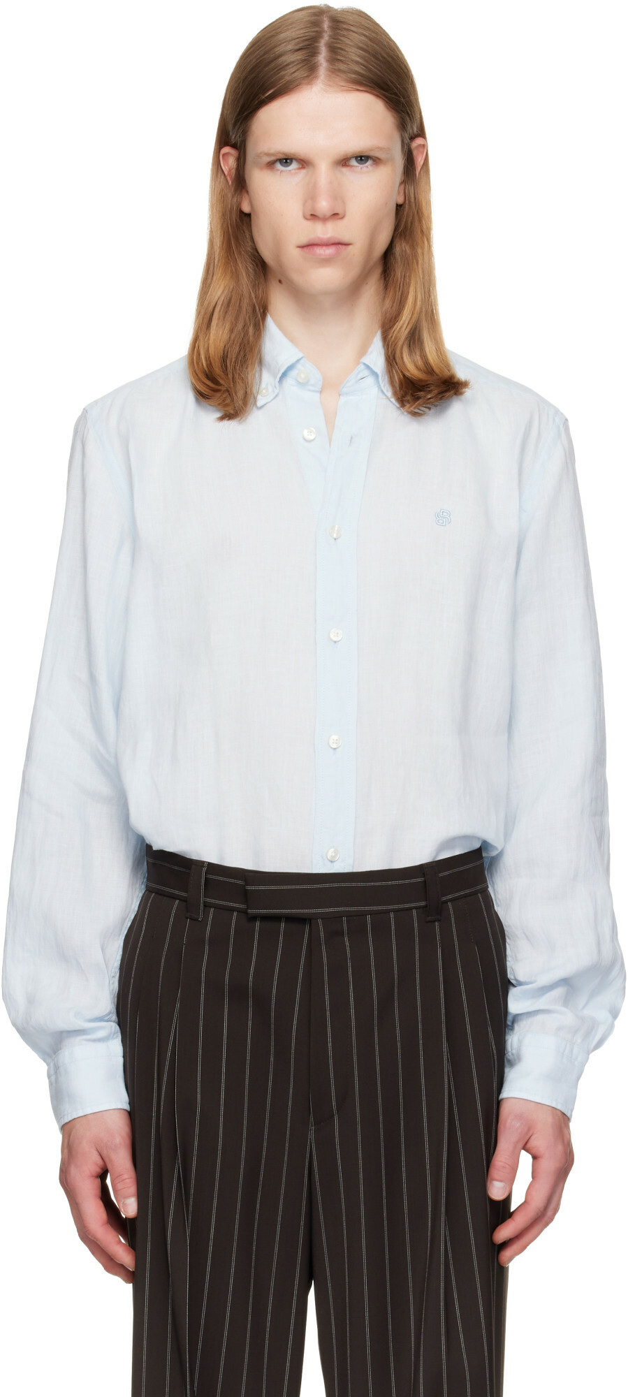 BOSS Blue Regular-Fit Linen Button-Down Shirt