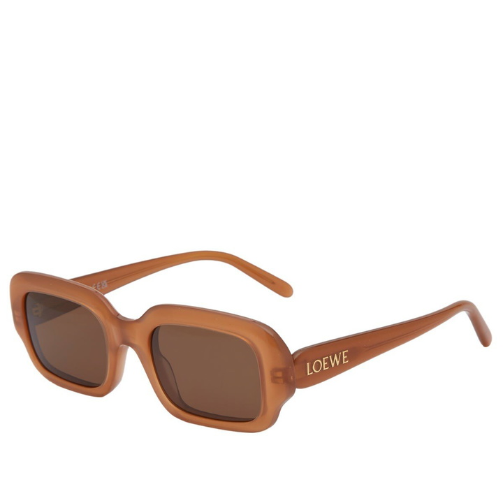 Photo: Loewe Eyewear Slim Rectangular Sunglasses in Brown 