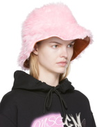 MSGM Pink Faux-Fur Bucket Hat
