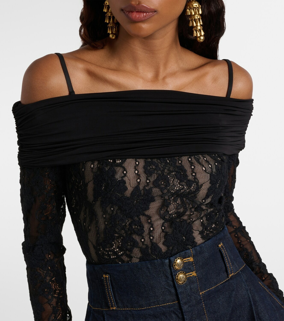 Zimmermann Rebellion off-shoulder lace bodysuit