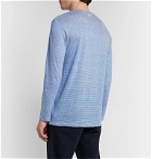 Schiesser - Helmut Striped Linen-Jersey Henley T-Shirt - Blue