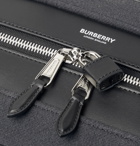 BURBERRY - Leather-Trimmed Striped Virgin Wool-Twill Holdall - Gray