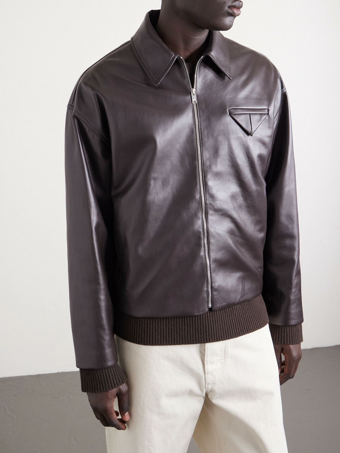 Bottega Veneta - Leather Blouson Jacket - Brown