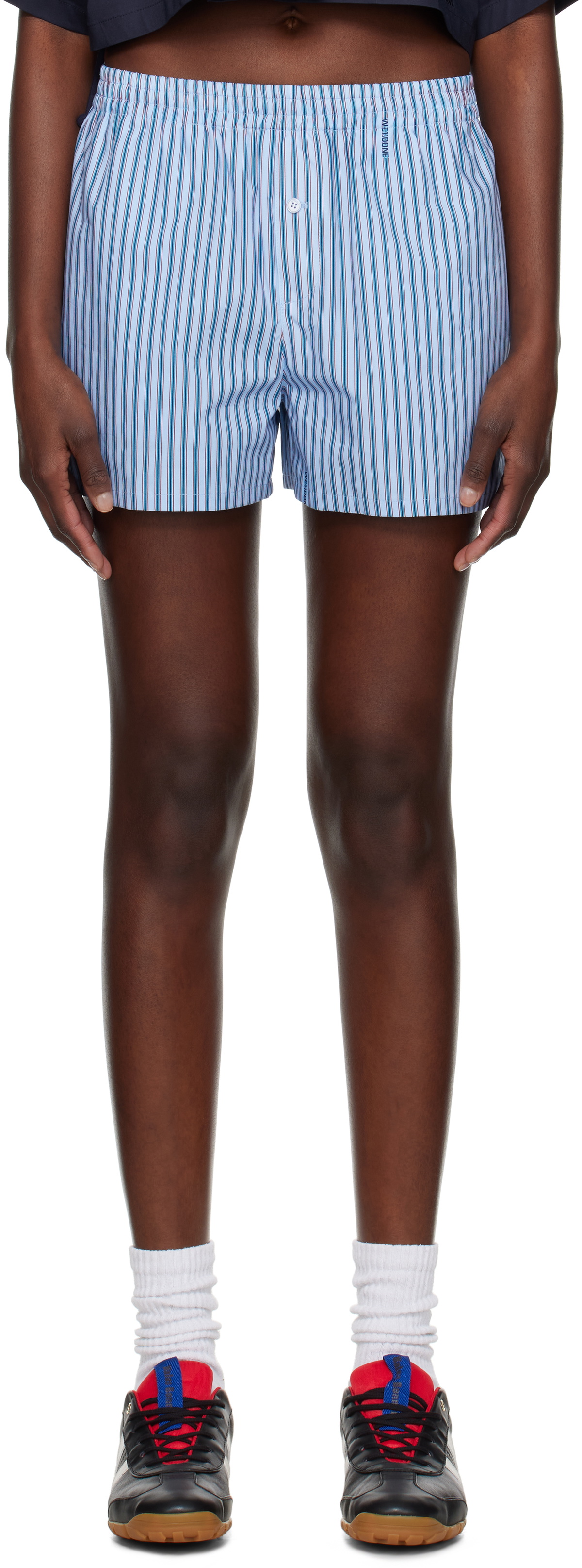 We11done Blue Stripe Classic Shorts