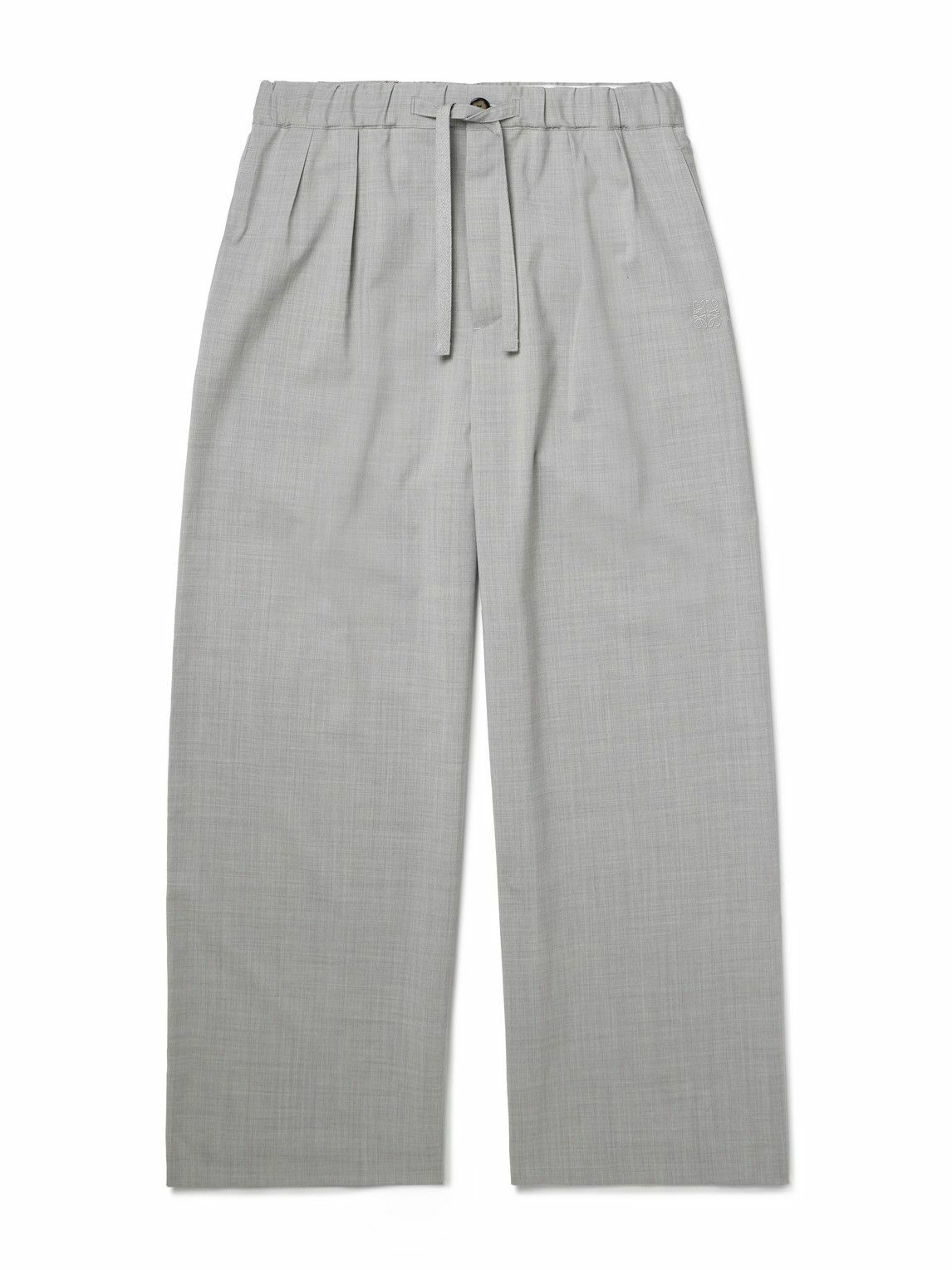 【LOEWE】2019AW GREY WOOL 2tuck half-pant Drawstring trousers in wool Grey - LOEWE
