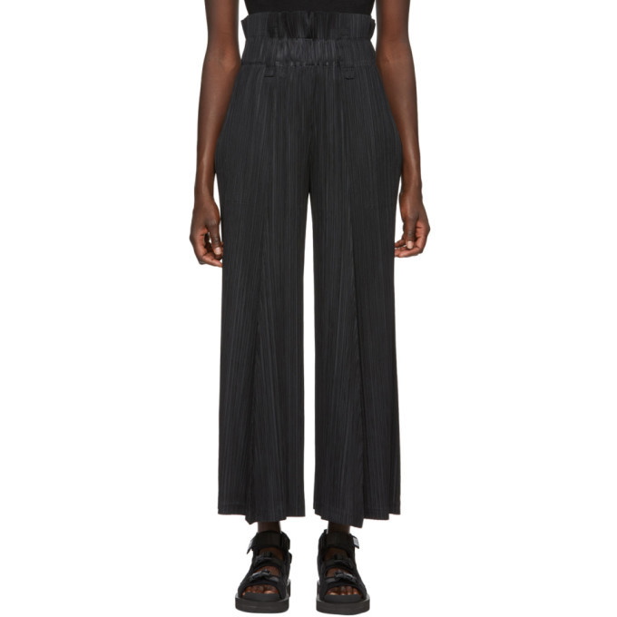 Photo: Pleats Please Issey Miyake Black Pleated High-Waisted Trousers