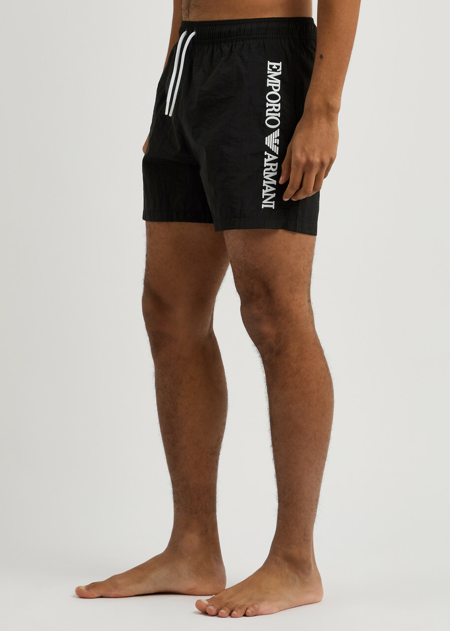 Emporio Armani Logo-embroidered Nylon Swim Shorts Black Emporio Armani
